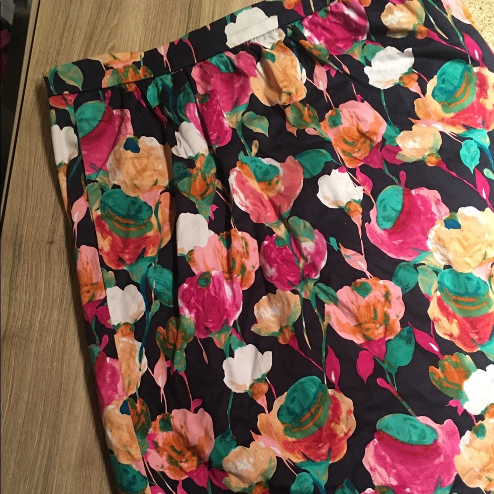 J Crew Floral Skirt - WITH POCKETS